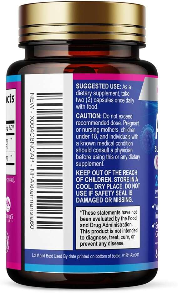 Akkermansia Gut Health Supplement - Premium Akkermansia Probiotic With Prebiotic Fiber - Akkermansia Muciniphila 2 Billion AFU Per Serving - GLP-1 Support for Women & Men, Bottled USA - 60 Capsules - Image 8