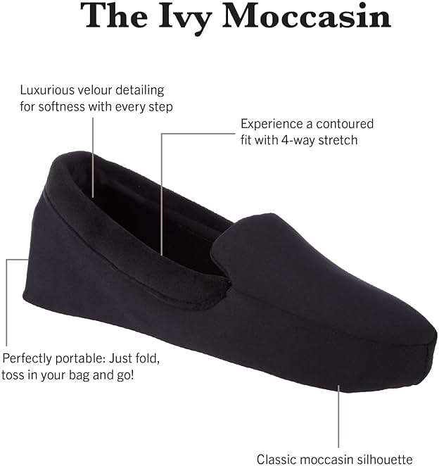 isotoner Women's Contoured Ivy Spandex Velour Moc Slipper With Suede Sole - Image 2