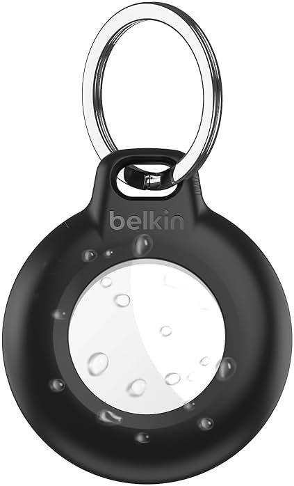 Belkin Waterproof Apple AirTag Secure Holder with Key Ring, Durable Scratch-Resistant AirTag Case, Protective AirTag Keychain Accessory for Keys, Pets, Luggage, Backpacks, and More - Black - Product Image