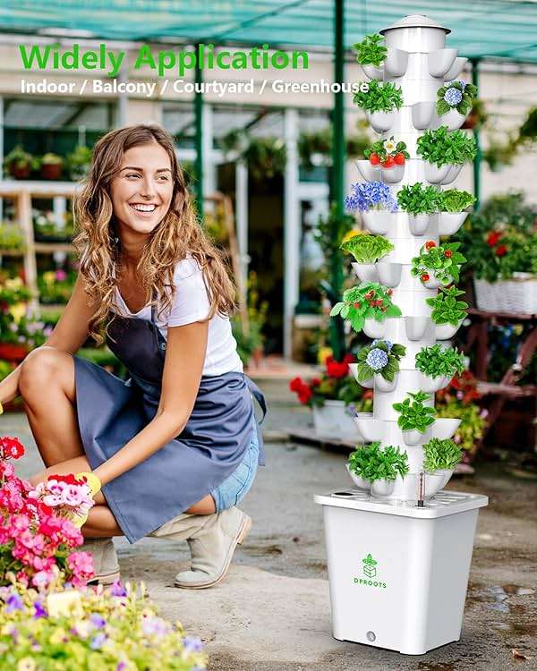 DPROOTS Hydroponic Tower Growing System,45 Pods Vertical Garden,Suitable for Indoor and Greenhouse, Grow Herbs and Vegetables,Houseplant Farming with Water Circulation and Automatic Timer - Image 8