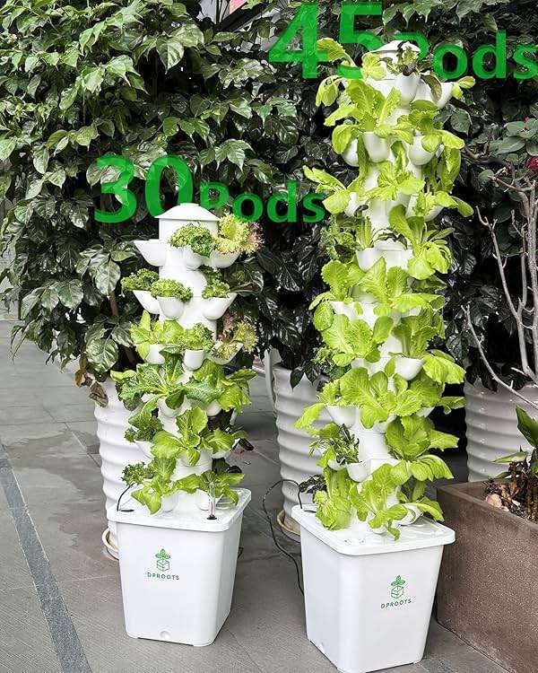 DPROOTS Hydroponic Tower Growing System,45 Pods Vertical Garden,Suitable for Indoor and Greenhouse, Grow Herbs and Vegetables,Houseplant Farming with Water Circulation and Automatic Timer - Image 9