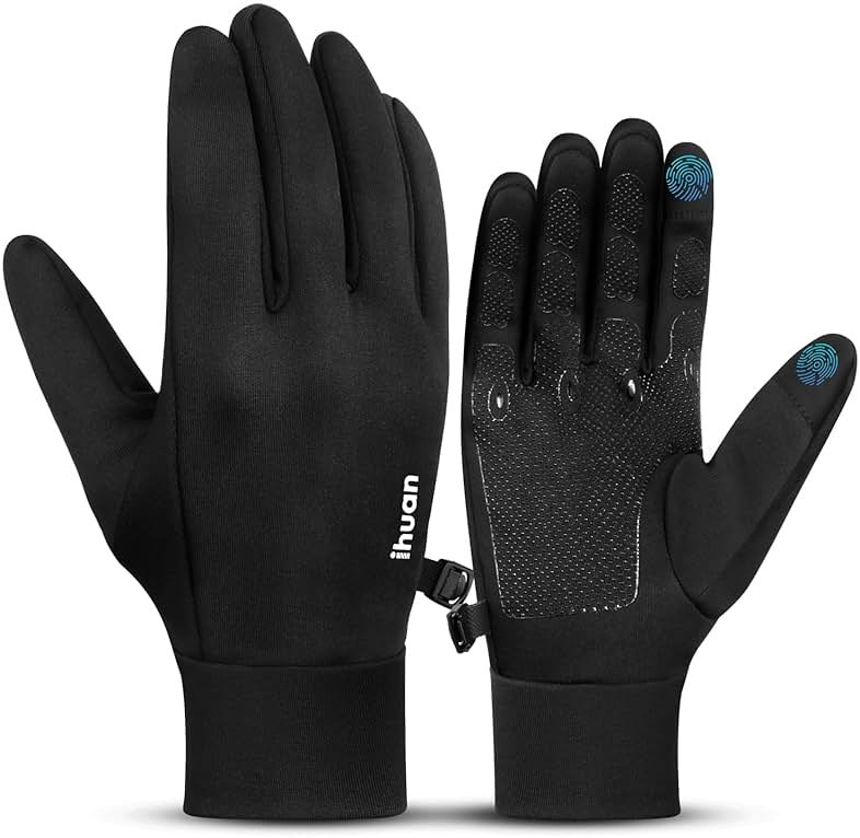 ihuan Winter Warm Running Gloves Women Men, Super Sensitive Touch Screen Fingers for Cold Weather, Thin Lightweight Liner Gloves for Ski, Snow, Hiking, Driving, Camping, Cycling Gift for Women Men - Product Image