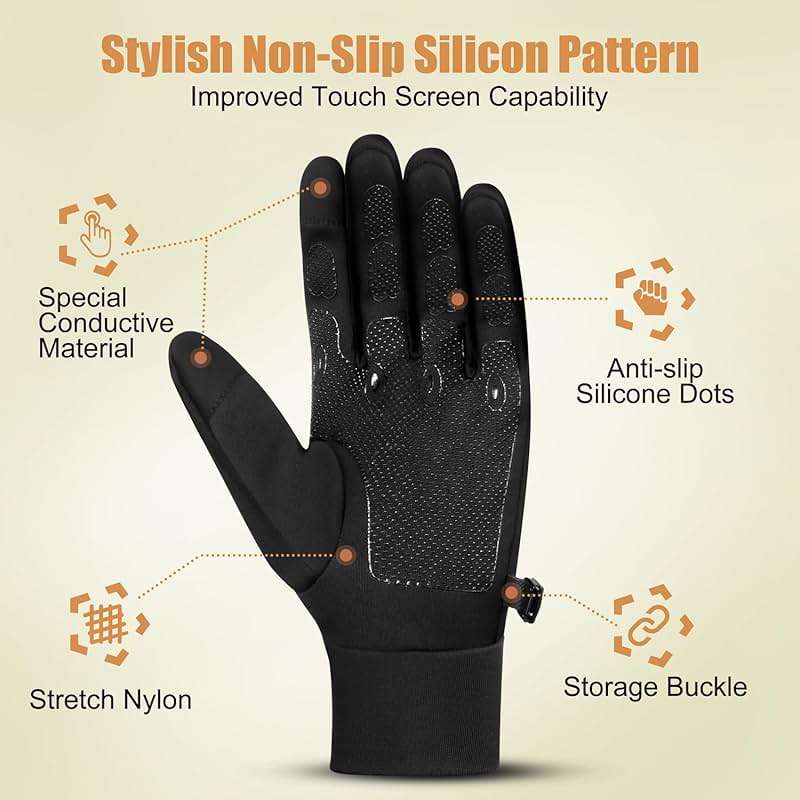 ihuan Winter Warm Running Gloves Women Men, Super Sensitive Touch Screen Fingers for Cold Weather, Thin Lightweight Liner Gloves for Ski, Snow, Hiking, Driving, Camping, Cycling Gift for Women Men - Image 3