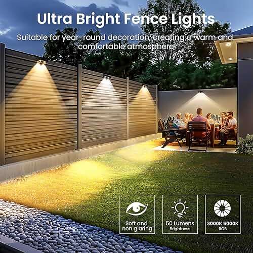 SOLPEX Solar Fence Lights Outdoor, 9 Fixed Colors & Color Changing Fence Solar Lights Outdoor Waterproof IP65, LED Deck Lighting for Halloween Backyard Wall Step Patio Railing Pool Porch (8 Pack) - Image 5
