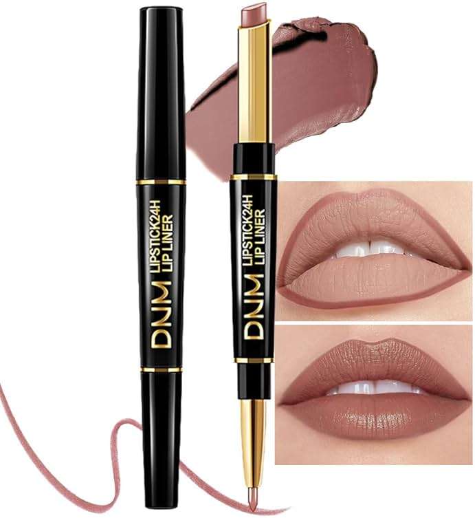 evpct 1Pcs Nude Brown Velvet Matte Lip Liner and Lipstick Combo Set Kit for Women, Magic 24 Hours Lipstick and Lip Liner Makeup Set Stain Long Lasting Waterproof labial, 48# - Image 1