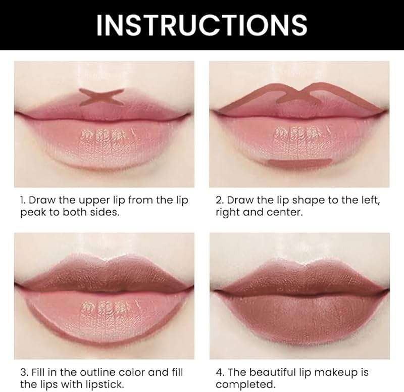 evpct 1Pcs Nude Brown Velvet Matte Lip Liner and Lipstick Combo Set Kit for Women, Magic 24 Hours Lipstick and Lip Liner Makeup Set Stain Long Lasting Waterproof labial, 48# - Image 4