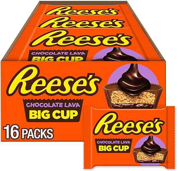REESE'S Big Cup Chocolate Lava Milk Chocolate Peanut Butter Cups, Candy Packs, 1.4 oz (16 Count) - Image 1