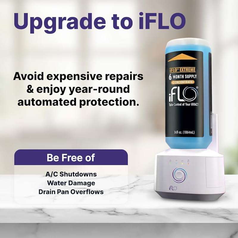 iFLO® Smart A/C Drain Line and Drain Pan Cleaner for HVAC System, Clog-Free, Easy Installation & App-Controlled Air Conditioner Maintenance, Includes 36oz Cleaner Cartridge Concentrate, 6 Month Supply - Image 3