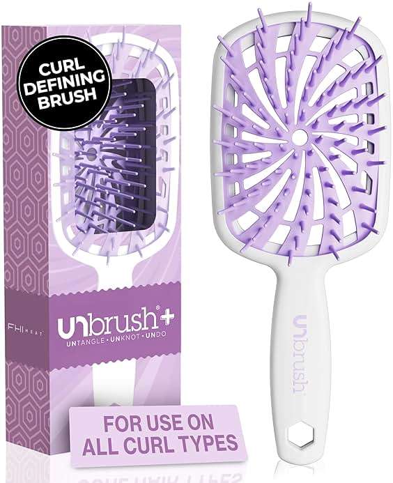 FHI Heat UNbrush Plus — Curly Hair Brush for Gentle & Effective Detangling on Wet or Dry Fragile Hair Types — Detangler Brush w/ 84 UltraFlex Bristles, Ultra-light, Vented, Anti Static Hairbrush - Image 1