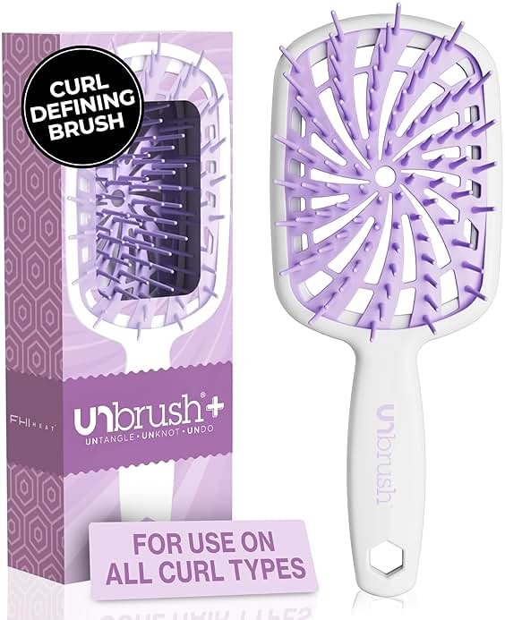 FHI Heat UNbrush Plus — Curly Hair Brush for Gentle & Effective Detangling on Wet or Dry Fragile Hair Types — Detangler Brush w/ 84 UltraFlex Bristles, Ultra-light, Vented, Anti Static Hairbrush - Product Image