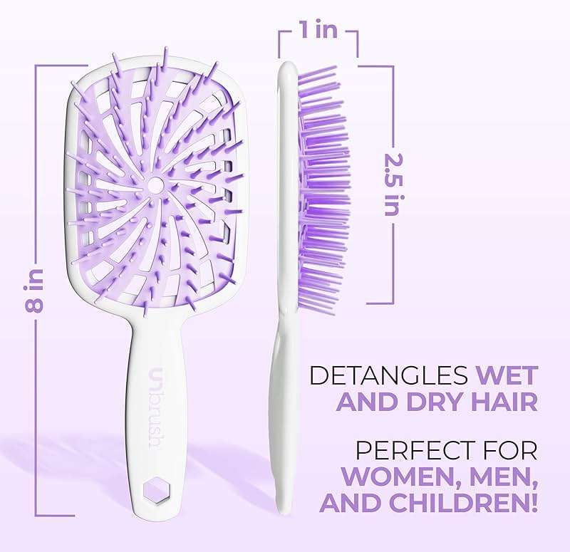 FHI Heat UNbrush Plus — Curly Hair Brush for Gentle & Effective Detangling on Wet or Dry Fragile Hair Types — Detangler Brush w/ 84 UltraFlex Bristles, Ultra-light, Vented, Anti Static Hairbrush - Image 5