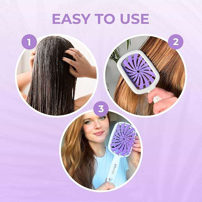 FHI Heat UNbrush Plus — Curly Hair Brush for Gentle & Effective Detangling on Wet or Dry Fragile Hair Types — Detangler Brush w/ 84 UltraFlex Bristles, Ultra-light, Vented, Anti Static Hairbrush - Image 8