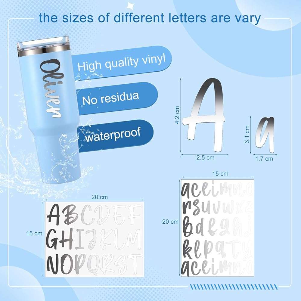 Humyoun 6 Sheets UV DTF Cup Wrap Name Stickers for Water Bottles Waterproof Custom Vinyl Decals Personalized Lettering Gift Stickers for 14-40oz Tumbler Cups Mugs DIY Craft (Silver) - Image 3