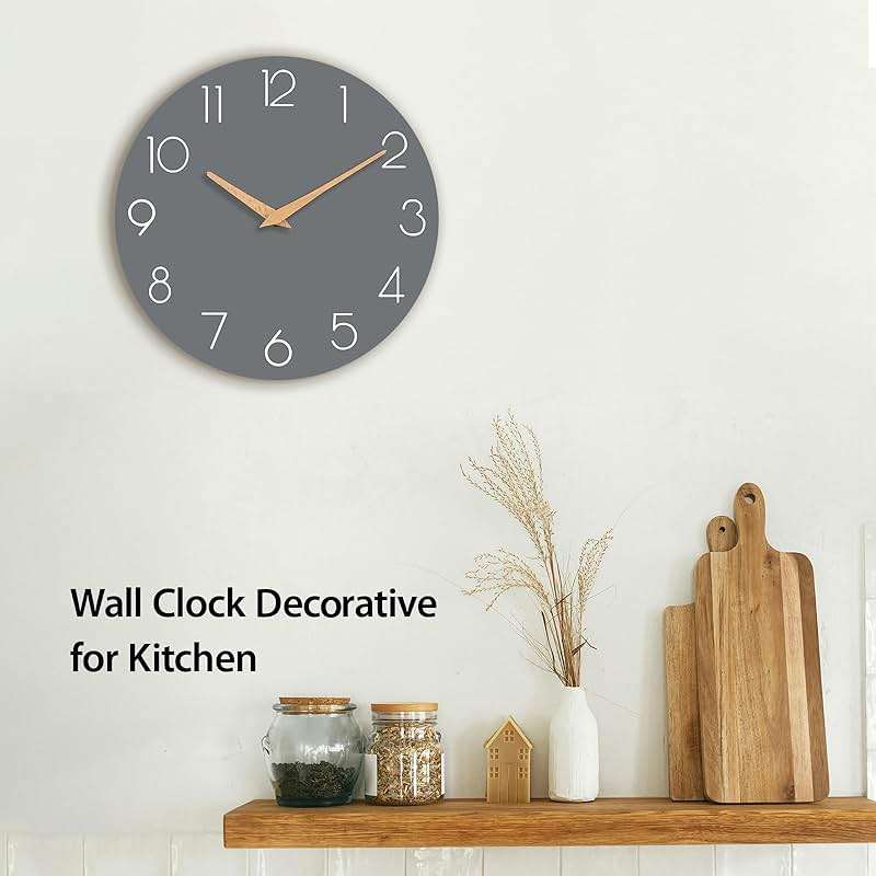 cicininc Wall Clock, Gray Silent Non-Ticking, Decorative Battery Operated Wall Clocks for Bedroom, Kitchen, Home, Office, School, Hotel (8 Inch) - Image 5