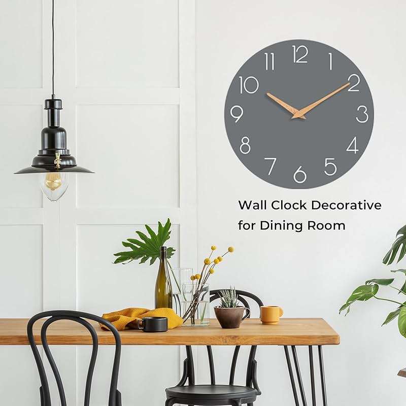 cicininc Wall Clock, Gray Silent Non-Ticking, Decorative Battery Operated Wall Clocks for Bedroom, Kitchen, Home, Office, School, Hotel (8 Inch) - Image 7