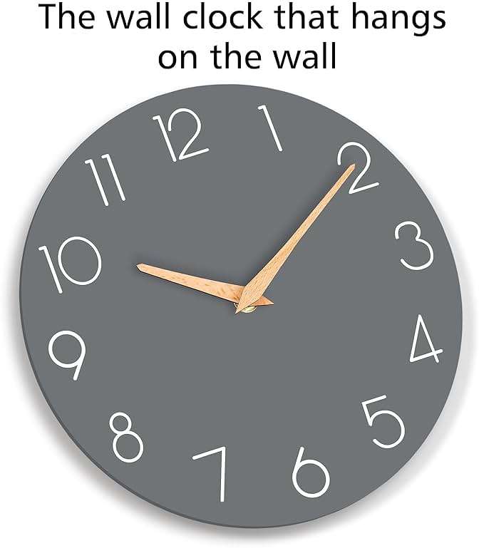 cicininc Wall Clock, Gray Silent Non-Ticking, Decorative Battery Operated Wall Clocks for Bedroom, Kitchen, Home, Office, School, Hotel (8 Inch) - Image 9