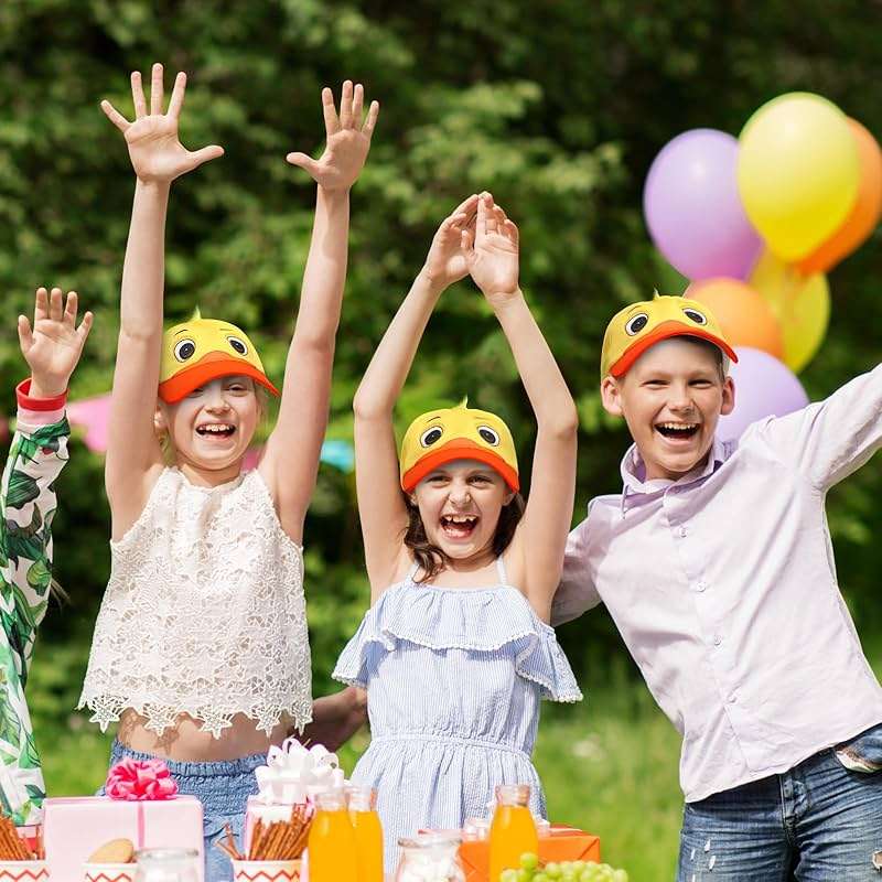Riyiper 2 Pack Duck Hat Baseball Cap Funny Duck Hats Yellow Cute Print Hat with Adjustable Snap Back for Girls Boys Birthday Party - Image 6