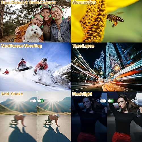 4K Digital Camera for Photography Auto-Focus Vlogging Camera for YouTube Video with 3'' 180° Flip Screen 16X Anti-Shake 4K Camera Compact Cameras with SD Card, Flash, 2 Batteries - Image 7