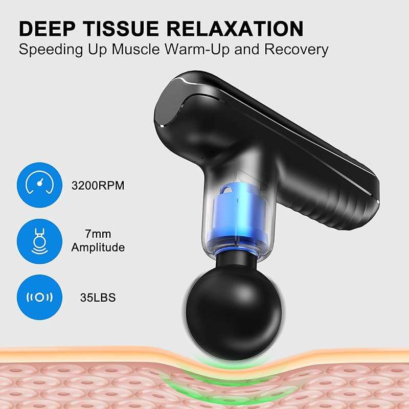 SBUBU Mini Massage Gun for Deep Tissue Percussion - Portable Handheld Massager for Muscle Relaxation with 4 Massage Heads High-Intensity Vibration Rechargeable Small Massage Gun - Image 2