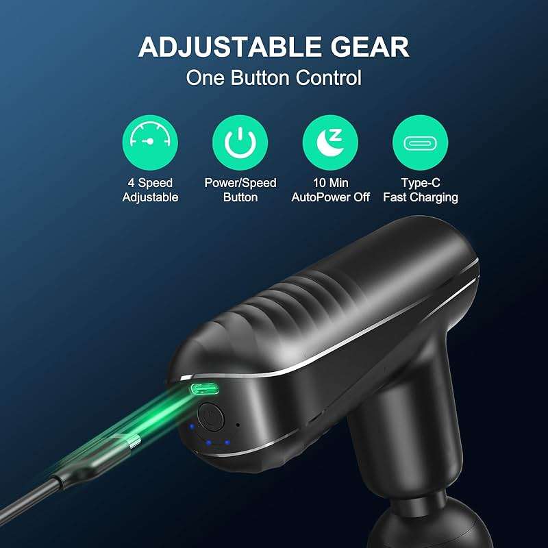 SBUBU Mini Massage Gun for Deep Tissue Percussion - Portable Handheld Massager for Muscle Relaxation with 4 Massage Heads High-Intensity Vibration Rechargeable Small Massage Gun - Image 3