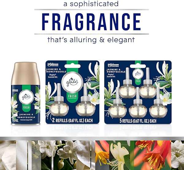 Glade PlugIns Refills Air Freshener, Jasmine & Honeysuckle, Scented and Essential Oils for Home and Bathroom, 0.67 Fl Oz, 5 Count - Image 7
