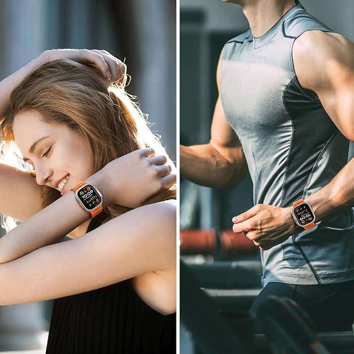 ZZDZZ Compatible with Apple Watch Band 49mm 46mm 45mm 44mm 42mm 41mm 40mm 38mm, Magnetic Silicone Sport Breathable Strap for iWatch Ultra 3/2/1 SE3 Series 11 10 9 8 7-1 (49/46/45/44/42, Orange/Gray) - Image 7