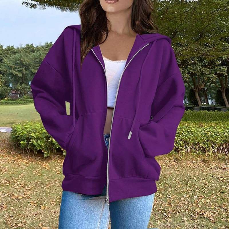 EKIYVO Zip Up Hoodies for Women 2026 Spring Soft Sweatshirts Casual Jackets - Image 2