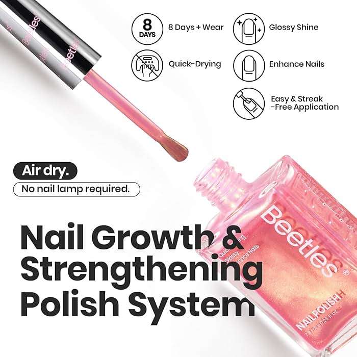 Beetles Pearl Nail Polish Set Mermaid Glow, 6 Colors Shimmer Pearl Pink Purple Quick Dry Nail Polish Long Lasting DIY Manicure Gift for Girls Women Nail Strengthener Polish - Image 2