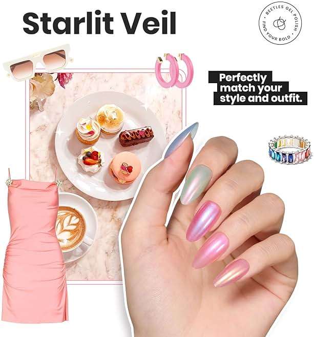 Beetles Pearl Nail Polish Set Mermaid Glow, 6 Colors Shimmer Pearl Pink Purple Quick Dry Nail Polish Long Lasting DIY Manicure Gift for Girls Women Nail Strengthener Polish - Image 4