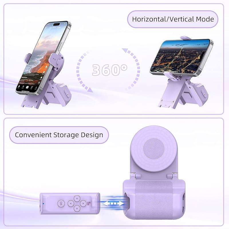 MILOUZ Remote Control Scrolling for Tiktok with Phone Stand,Page Turner for Kindle App E-Book,Bluetooth Camera Shutter Remote for iPhone, Android,iOS,iPad,Tablet (Purple) - Image 5