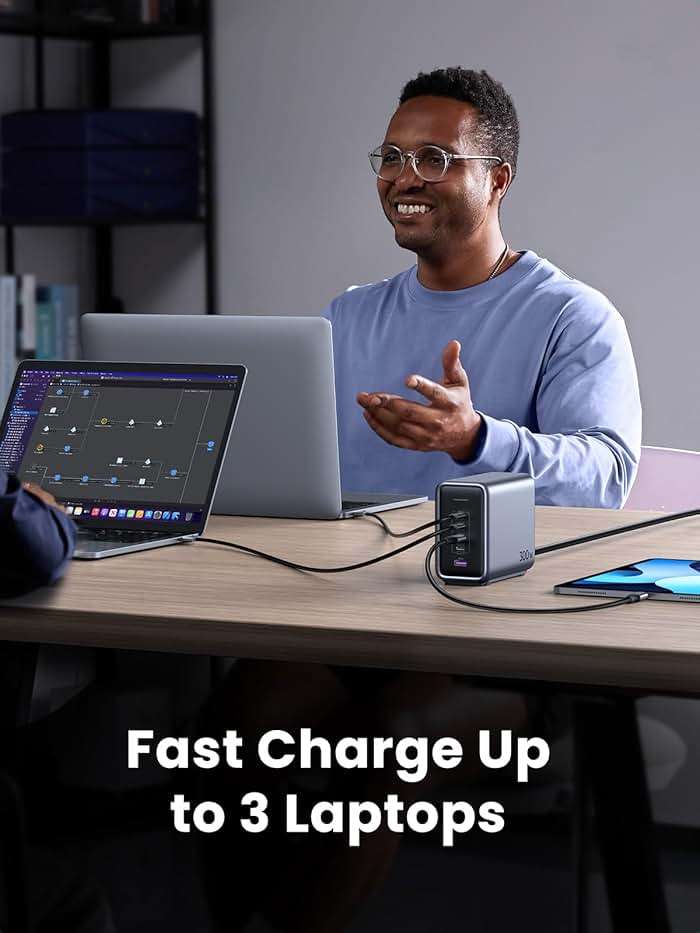UGREEN Nexode 300W GaN Charging Station, 5-Port 140W Max Desktop Charger Compatible with MacBook Pro/Air/Neo, Dell XPS, iPhone 17/16/15, Galaxy S26/S25/S24, Pixel 10/9, iPad Air/Pro, Steam Deck - Image 5