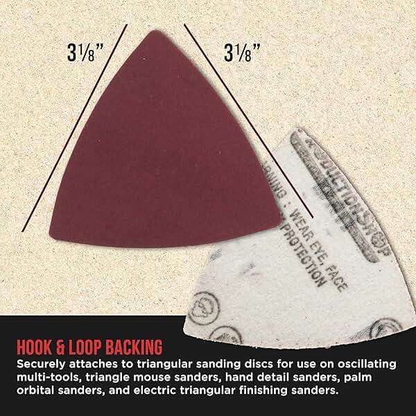 ProductionShop Premium 600 Grit Triangle Mouse Detail Sander Sandpaper Sheets, Box of 45 - Hook & Loop, Triangular Shaped Mouse Disc Pads - Oscillating Multi-Tools - Woodworking, Sand Furniture Paint - Image 3
