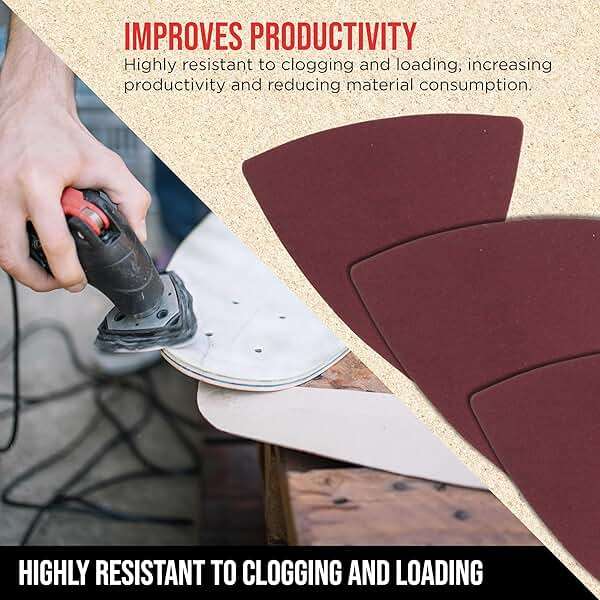ProductionShop Premium 600 Grit Triangle Mouse Detail Sander Sandpaper Sheets, Box of 45 - Hook & Loop, Triangular Shaped Mouse Disc Pads - Oscillating Multi-Tools - Woodworking, Sand Furniture Paint - Image 5