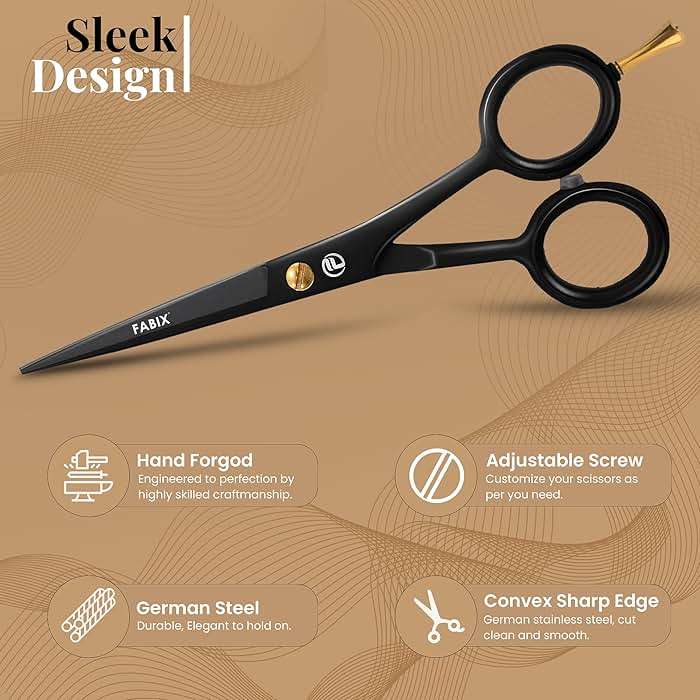 5” Professional Beard Mustache Scissors with 1 Beard Comb, 1 Mustache Comb and Travel Pouch - Perfect Beard Trimming Scissors for All Facial Hair Scissors - Grooming Scissors - Image 2
