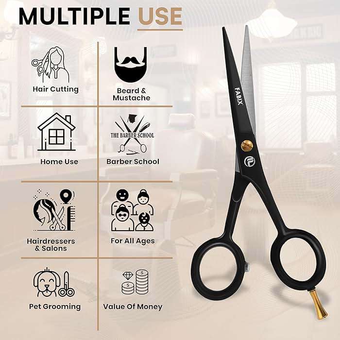 5” Professional Beard Mustache Scissors with 1 Beard Comb, 1 Mustache Comb and Travel Pouch - Perfect Beard Trimming Scissors for All Facial Hair Scissors - Grooming Scissors - Image 4