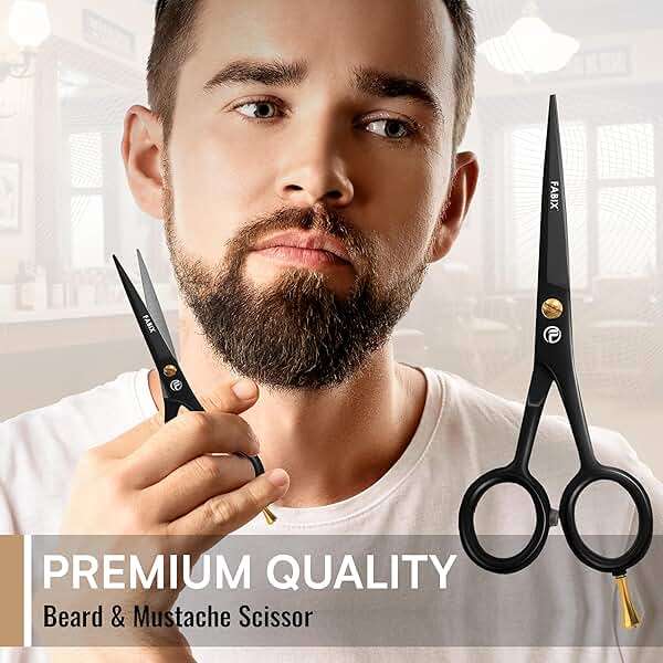 5” Professional Beard Mustache Scissors with 1 Beard Comb, 1 Mustache Comb and Travel Pouch - Perfect Beard Trimming Scissors for All Facial Hair Scissors - Grooming Scissors - Image 6