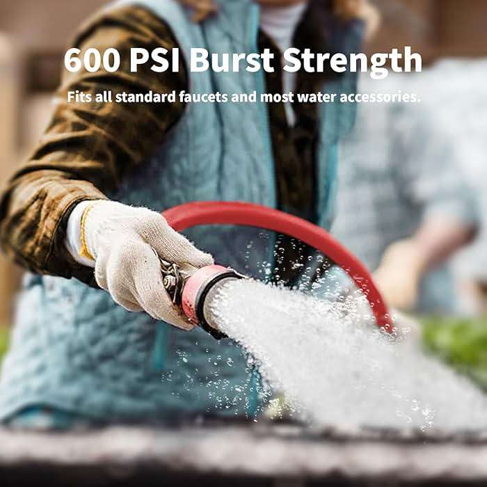 BLENDLITE Garden Hose 50 ft x 5/8” Hot/Cold Water Hose,-50°F to 190°F,Burst 600Psi Flexible & Lightweight Upgraded Rubber Hoses,3/4” Solid Fittings for All-weather Outdoor Lawn & Garden - Image 7