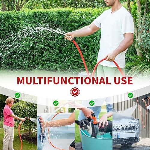 BLENDLITE Garden Hose 50 ft x 5/8” Hot/Cold Water Hose,-50°F to 190°F,Burst 600Psi Flexible & Lightweight Upgraded Rubber Hoses,3/4” Solid Fittings for All-weather Outdoor Lawn & Garden - Image 8