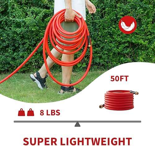 BLENDLITE Garden Hose 50 ft x 5/8” Hot/Cold Water Hose,-50°F to 190°F,Burst 600Psi Flexible & Lightweight Upgraded Rubber Hoses,3/4” Solid Fittings for All-weather Outdoor Lawn & Garden - Image 9