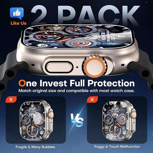 TAURI 2 Pack Screen Protector for Apple Watch Ultra 3,Ultra 2,Ultra 49mm, (2-Step Auto Installation) Bubble Free Micro-curved Edges for Apple Watch Ultra 3,2,1 Screen Protector, iwatch Ultra 49mm Film - Image 4