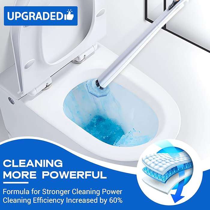 Sagry 50 Counts Disposable Toilet Bowl Wand Refills, 5X Cleaning Power Toilet Cleaner Refill Pads, Deep Cleaning, No Falling Apart, Fresh Fragrance, Compatible with Most Toilet Brushes - Image 2
