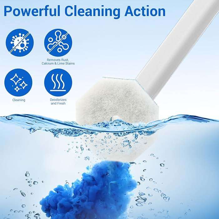 Sagry 50 Counts Disposable Toilet Bowl Wand Refills, 5X Cleaning Power Toilet Cleaner Refill Pads, Deep Cleaning, No Falling Apart, Fresh Fragrance, Compatible with Most Toilet Brushes - Image 3