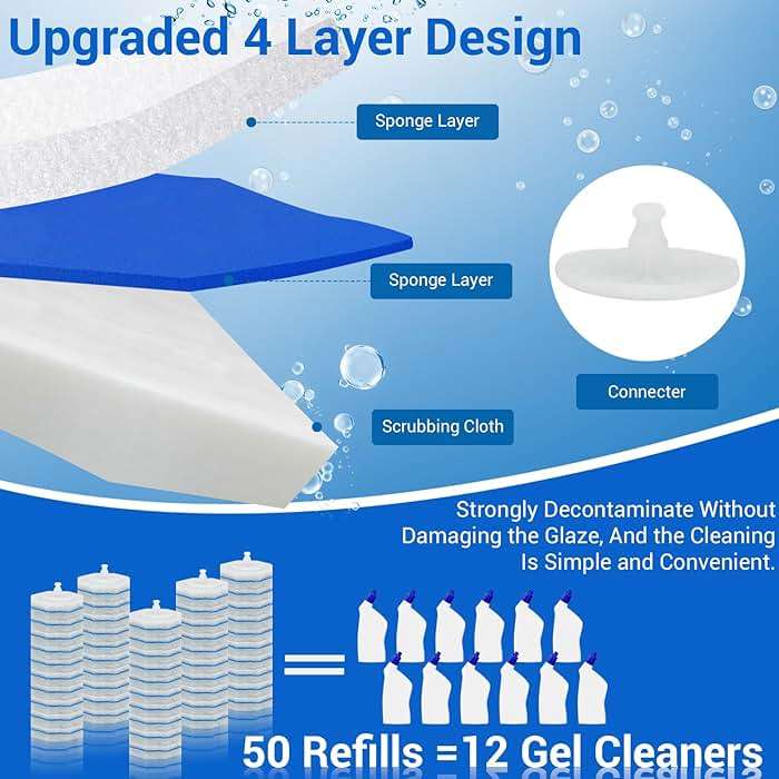 Sagry 50 Counts Disposable Toilet Bowl Wand Refills, 5X Cleaning Power Toilet Cleaner Refill Pads, Deep Cleaning, No Falling Apart, Fresh Fragrance, Compatible with Most Toilet Brushes - Image 5