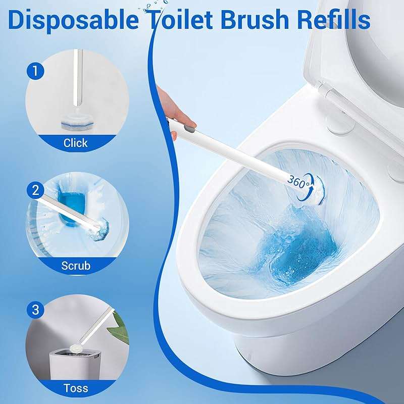 Sagry 50 Counts Disposable Toilet Bowl Wand Refills, 5X Cleaning Power Toilet Cleaner Refill Pads, Deep Cleaning, No Falling Apart, Fresh Fragrance, Compatible with Most Toilet Brushes - Image 6