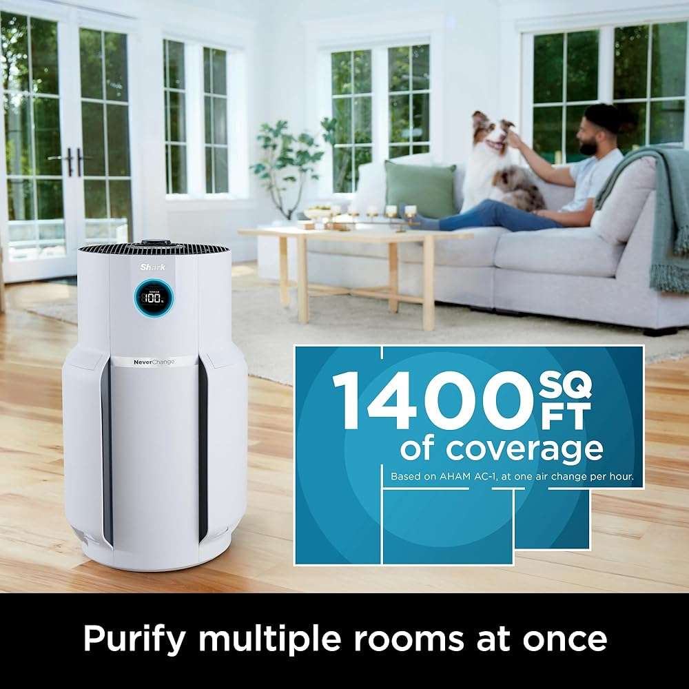 Shark R-HP302 NeverChange Air Purifier MAX 1400 sq.ft. 5-Year Filter Life Odor Neutralizer, White - Certified Refurbished - Image 3