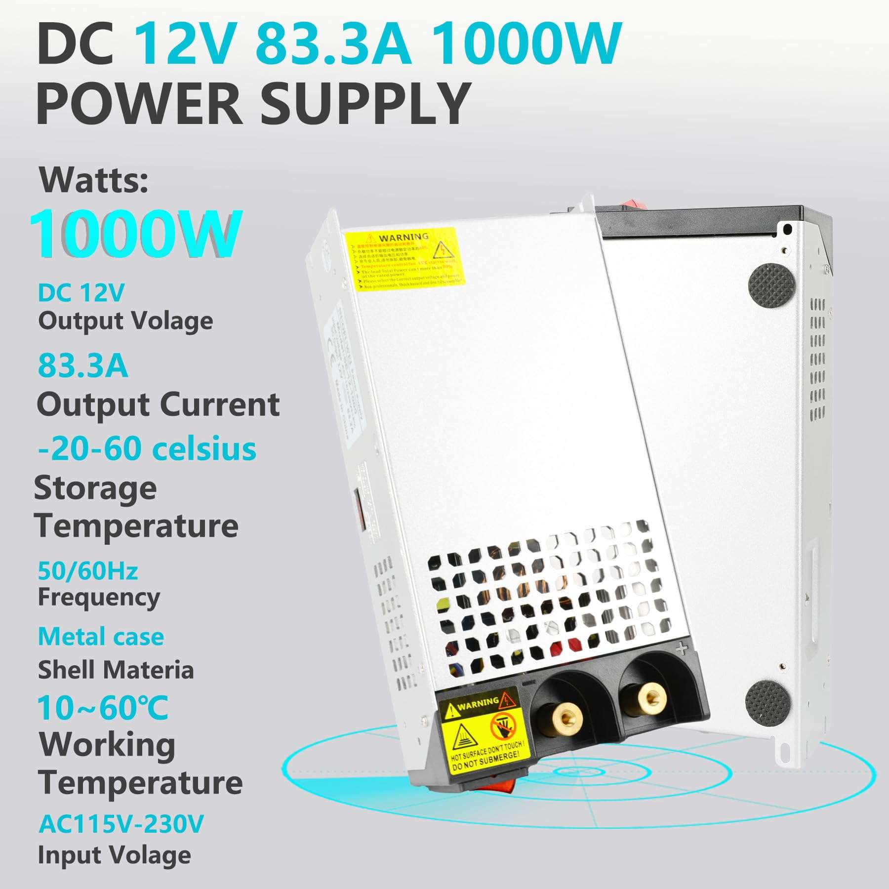 VIXKPIRR DC 12V 83.3A 1000W Power Supply Transformer Switch, AC 110V to DC 12V Converter 83amp 1000W Switching Power Supply Adapter for LED Strip Light CCTV Camera Security System Radio 3D Printer - Image 5
