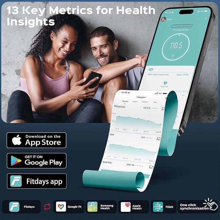 Lepulse Smart Weight Scale with BMI Body Fat Muscle Mass, Updated X-Shaped Electrode Scale for Body Weight and Fat Percentage, 13 Body Composition Scale Large Display, Digital Bathroom Scale with App - Image 7