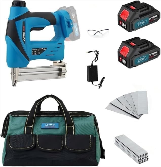 2 in 1 Nail Gun Battery Powered,Cordless Nail Gun with 800pcs Nails&Staples, Electric Nail Gun with 2×2.0Ah Batteries, Nail Gun for Woodworking Upholstery & DIY - Product Image