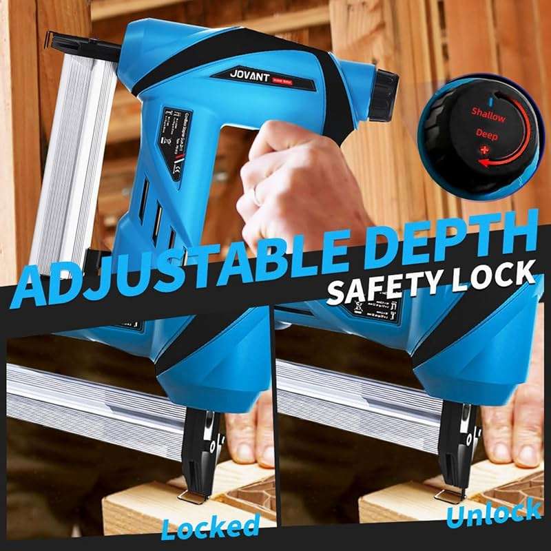 2 in 1 Nail Gun Battery Powered,Cordless Nail Gun with 800pcs Nails&Staples, Electric Nail Gun with 2×2.0Ah Batteries, Nail Gun for Woodworking Upholstery & DIY - Image 8