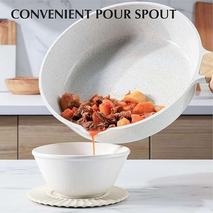 SENSARTE Nonstick Ceramic Cookware Set 23-Piece, Healthy Pots and Pans Set, Non-toxic Kitchen Cooking Set with Stay-Cool Handles, Silicone Utensils and Pot Protectors, PFAS & PFOA Free - Image 7